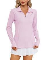 LOMON Women Long Sleeve Shirts Sun Protection 1/4 Zip Summer Quick Dry Hiking Shirts Quarter Zip Pullover for Women