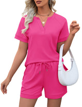 LOMON Womens Two Piece Sets Summer Lounge Sets Sweatsuit Shorts Set Casual Matching Sets