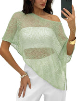 LOMON Womens Sheer Poncho Shrug Bolero Lightweight Knit Crochet Shrug Mesh Cover Up Summer 2026