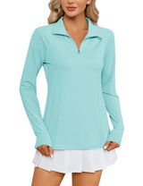 LOMON Women Long Sleeve Shirts Sun Protection 1/4 Zip Summer Quick Dry Hiking Shirts Quarter Zip Pullover for Women