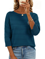 LOMON Womens Sweaters Casual Boat Neck 3/4 Sleeve Lightweight Knit Trendy Pullover Sweater Summer Tops S-XL
