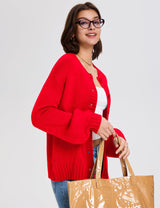 LOMON Cardigan for Women Lantern Long Sleeve Button Down Sweater Oversized Open Front Cardigan Sweaters Coats