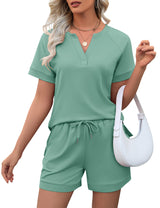 LOMON Womens Two Piece Sets Summer Lounge Sets Sweatsuit Shorts Set Casual Matching Sets