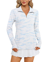 LOMON Women Long Sleeve Shirts Sun Protection 1/4 Zip Summer Quick Dry Hiking Shirts Quarter Zip Pullover for Women