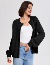 LOMON Cardigan for Women Lantern Long Sleeve Button Down Sweater Oversized Open Front Cardigan Sweaters Coats