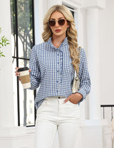 LOMON Button Down Shirts for Women Dressy Casual Long Sleeve Ruffle Blouses Office Tops Work Shirt