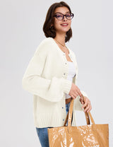 LOMON Cardigan for Women Lantern Long Sleeve Button Down Sweater Oversized Open Front Cardigan Sweaters Coats