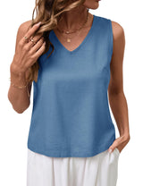 LOMON Womens Linen Crop Tank Top V Neck Tank Tops Sleeveless Cute Spring Summer Tops for Women 2026 Beach Vacation (XS-XL)