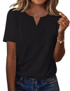 LOMON Womens Short Sleeve V Neck T Shirts Summer Tops Basic Tees Business Casual Blouses Trendy Fashion Clothes