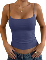 LOMON Padded Camisole Double Lined Tank Tops with Built in Bras Scoop Neck Womens Y2K Basic Going Out Cami Top