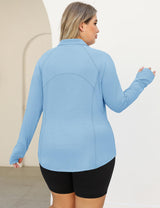 LOMON Womens Plus Size Workout Tops Long Sleeve 1/4 Zip UV Sun Protection Quick Dry Hiking Athletic Shirts Rash Guard UPF 50+
