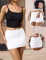 LOMON Mini Skirts for Women with Shorts Underneath Sexy Y2k Bodycon Low Rise Skorts Stretchy Trendy Club Going Out Outfits