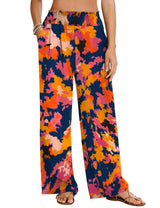 LOMON Womens Elastic High Waisted Palazzo Pants Casual Wide Leg Long Beach Vacation Trousers with Pockets