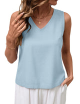 LOMON Womens Linen Crop Tank Top V Neck Tank Tops Sleeveless Cute Spring Summer Tops for Women 2026 Beach Vacation (XS-XL)