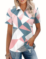 LOMON Womens Golf Polo Shirts Summer Short Sleeve 1/4 Zip Tops Moisture Wicking Casual Tennis Activewear with Pockets