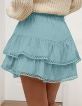 LOMON Flowy Skorts for Women Ruffle Tiered Skorts High Waist Mini Skirts Tennis Golf Crochet Casual Shorts
