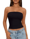 LOMON Summer Tube Tops for Women 2026 Y2k Sexy Going Out Crop Strapless Sleeveless Basic Fitted Bandeau Tank Top