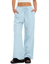 LOMON Striped Gingham Pants Women 2026 Spring Summer Pajamas Wide Leg Pj Lounge Boxer Bottoms Y2k Trousers with Pocket
