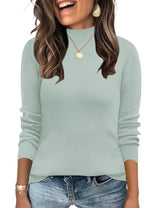 LOMON Mock Neck Tops for Women Long Sleeve Dressy Casual Lightweight Basic Knitted Pullover Sweater S-XL