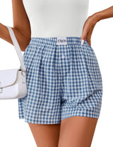 Lomon Womens Boxer Shorts Casual Summer Pajama Lounge Sleep Pj Gingham Plaid Shorts Y2K Beach Bottoms