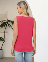 LOMON Womens Summer Tank Tops Sleeveless Shirts V Neck Casual Tee Cut Out Ring Keyhole Tanks Camisole Blouse