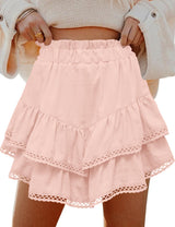LOMON Flowy Skorts for Women Ruffle Tiered Skorts High Waist Mini Skirts Tennis Golf Crochet Casual Shorts
