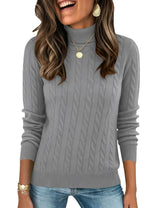 LOMON Women's Casual Turtleneck Sweaters Cable Knit Fall Long Sleeve Slim Fit Pullover Tops