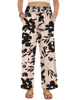LOMON Womens Elastic High Waisted Palazzo Pants Casual Wide Leg Long Beach Vacation Trousers with Pockets