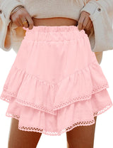 LOMON Flowy Skorts for Women Ruffle Tiered Skorts High Waist Mini Skirts Tennis Golf Crochet Casual Shorts