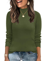 LOMON Mock Neck Tops for Women Long Sleeve Dressy Casual Lightweight Basic Knitted Pullover Sweater S-XL