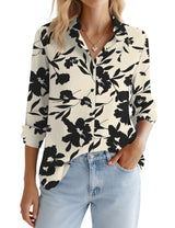 LOMON Button Down Shirt for Women Spring Summer Tops Long Sleeve Business Dressy Casual Blouses Collared Work Outfits Clothes