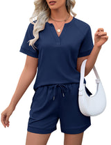 LOMON Womens Two Piece Sets Summer Lounge Sets Sweatsuit Shorts Set Casual Matching Sets