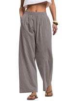 LOMON Cotton Linen Pants Women Wide Leg Palazzo Pants Beach Vacation Outfits Summer 2026 Flowy Clothes Trousers with Pockets