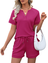 LOMON Womens Two Piece Sets Summer Lounge Sets Sweatsuit Shorts Set Casual Matching Sets