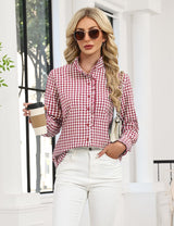 LOMON Button Down Shirts for Women Dressy Casual Long Sleeve Ruffle Blouses Office Tops Work Shirt