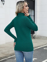 LOMON Women's Casual Turtleneck Sweaters Cable Knit Fall Long Sleeve Slim Fit Pullover Tops