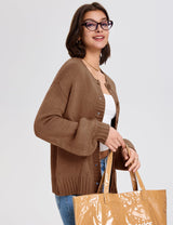 LOMON Cardigan for Women Lantern Long Sleeve Button Down Sweater Oversized Open Front Cardigan Sweaters Coats
