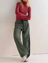 LOMON Pants for Women Wide Leg Side Striped Pants Drawstring Baggy Palazzo Work Trousers with Pockets