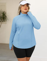 LOMON Womens Plus Size Workout Tops Long Sleeve 1/4 Zip UV Sun Protection Quick Dry Hiking Athletic Shirts Rash Guard UPF 50+
