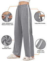 LOMON Womens Tear Away Pants Sides Full Open Sweatpants Double Slider Zip Off Post Surgery Pant with Pockets