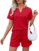 LOMON Womens Two Piece Sets Summer Lounge Sets Sweatsuit Shorts Set Casual Matching Sets