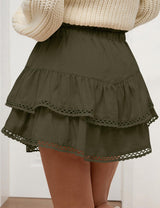 LOMON Flowy Skorts for Women Ruffle Tiered Skorts High Waist Mini Skirts Tennis Golf Crochet Casual Shorts