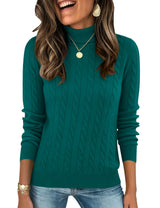 LOMON Women's Casual Turtleneck Sweaters Cable Knit Fall Long Sleeve Slim Fit Pullover Tops