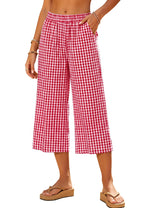 LOMON Women's Wide Leg Capri Pants Cropped Palazzo Summer Beach Vacation Casual Pants with Pockets