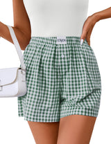 Lomon Womens Boxer Shorts Casual Summer Pajama Lounge Sleep Pj Gingham Plaid Shorts Y2K Beach Bottoms