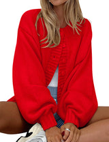 LOMON Cardigan for Women Lantern Long Sleeve Button Down Sweater Oversized Open Front Cardigan Sweaters Coats