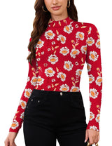LOMON Women Thermal Long Sleeve Shirts Mock Turtle Neck Fitted Tops Fleece Lined Winter Tops Base Layer Undershirt