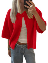 Lomon Womens Spring Summer Short Sleeve Cardigan Sweaters Trendy Crew Neck Button Down Lightweight Knit Outfit Y2k Clothes
