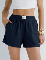 LOMON Linen Shorts for Women Summer Beach Casual Shorts Comfy Lightweight Vacation Cruise Outfits Lounge Pants with Pockets
