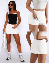 Lomon Y2k Mini Skirts for Women with Shorts Underneath Bodycon Skorts Sexy Club Date Night Outfits Trendy 2026 Streetwear